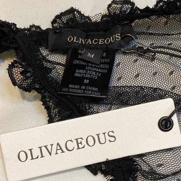 NWT Olivaceous Black Sheer Ruffle Strap Bralette - Sz M - Picture 5 of 6